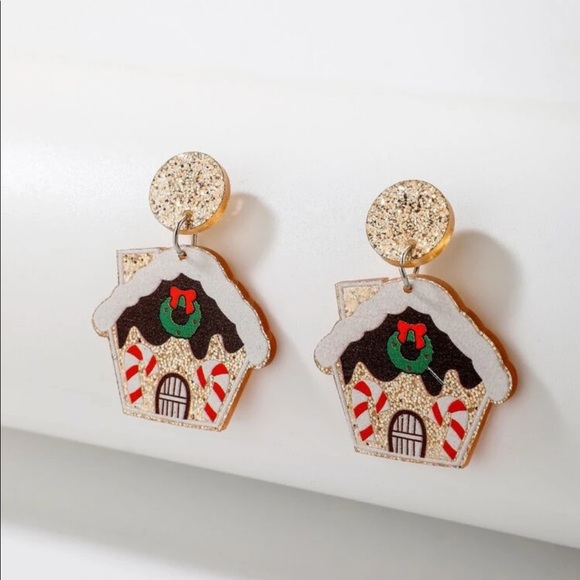 Jewelry - Christmas holiday gingerbread house earrings